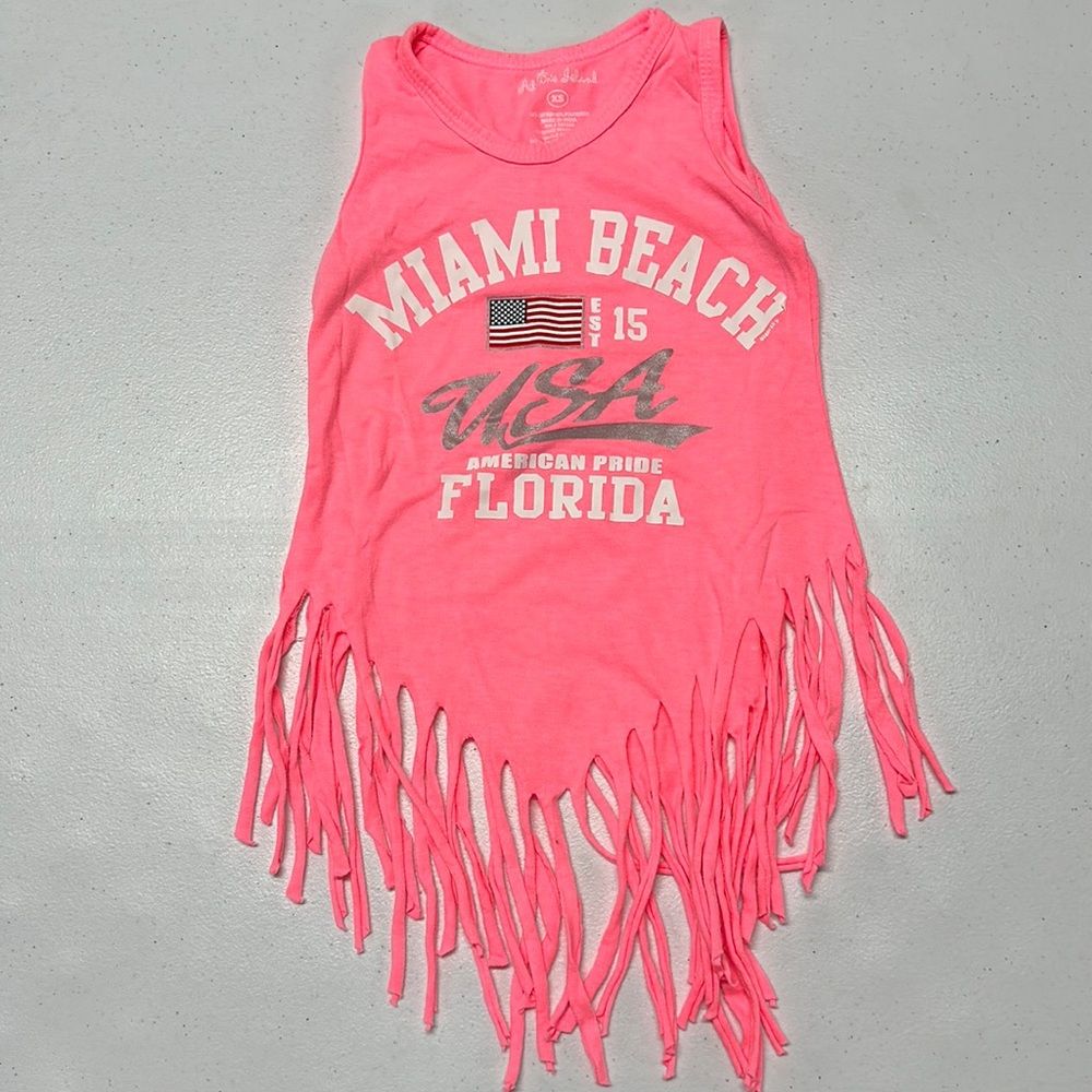 3 For $15 Miami Beach Pink Tank Top Shirt With Flairs At Bottom Sz Xs